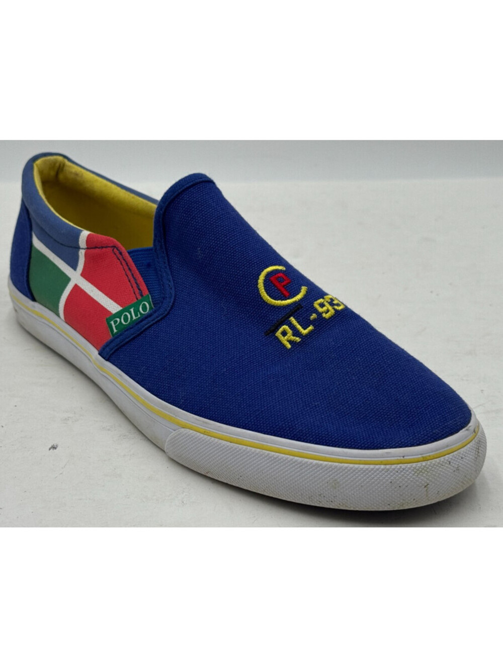 Polo Ralph Lauren RL-93 Mens Sneakers 6.5 Blue Canvas Colorblock Shoes J809-0219